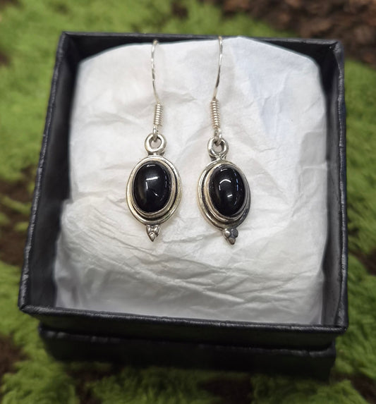 ⚡️Pendientes Turmalina Negra Oval – Protección Energética en Plata 925