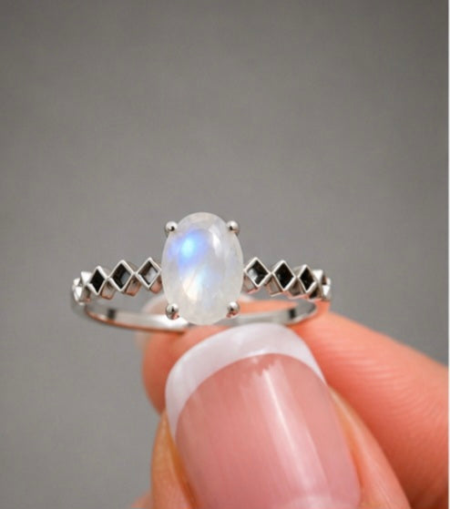 Anillo Piedra luna facetado plata de 925