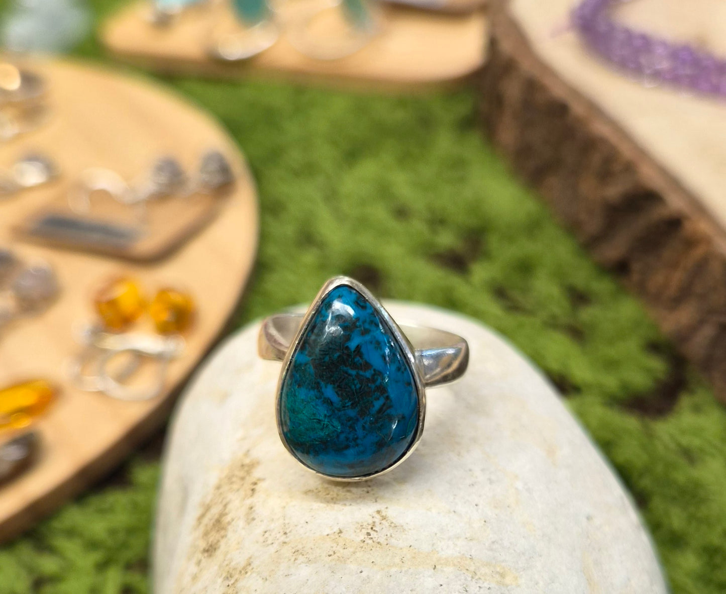 🌀 Anillo de Crisocola en Plata – Vuelve a Tu Centro