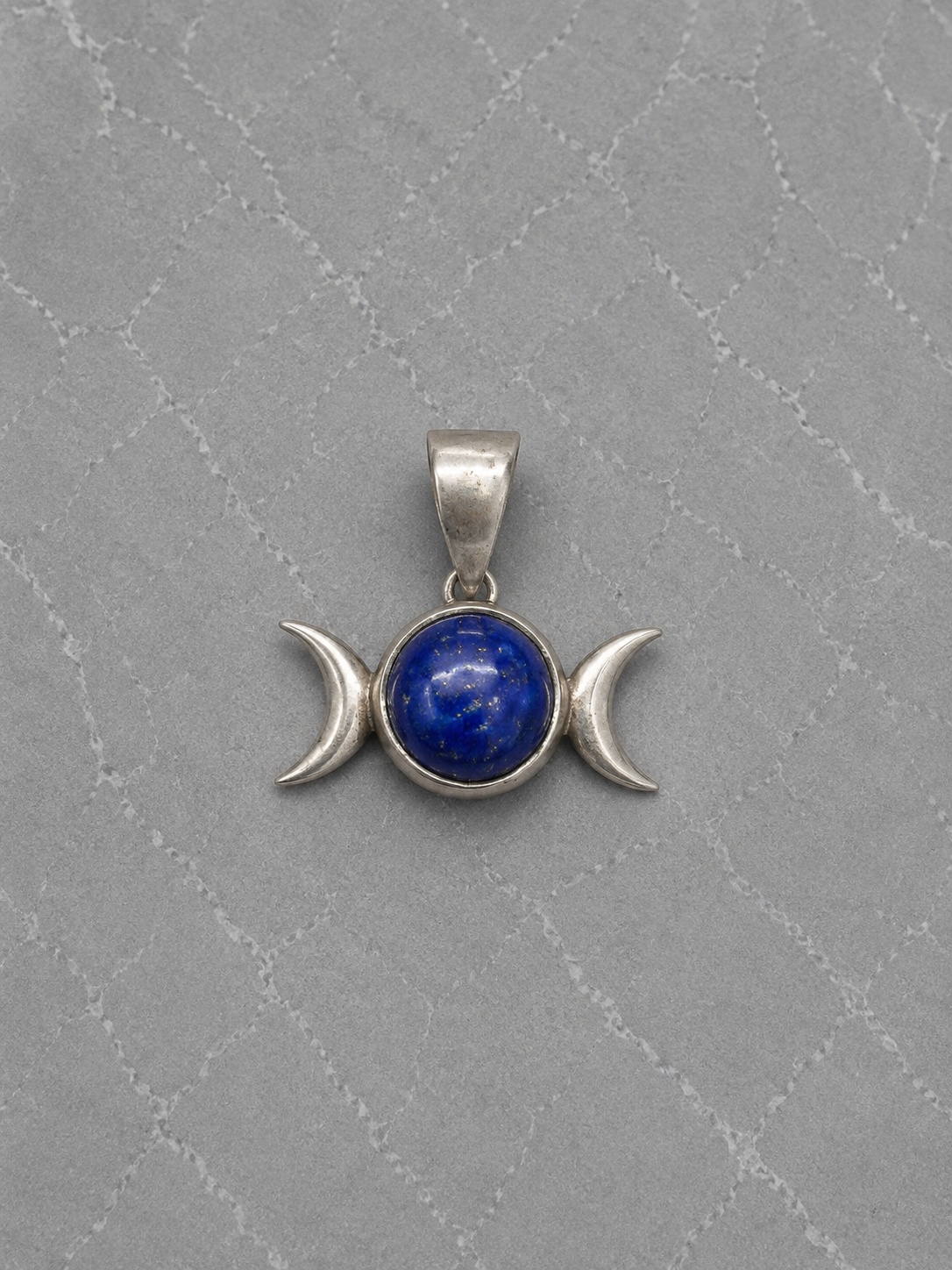 Colgante Triple Luna de Lapislázuli en Plata de Ley 925
