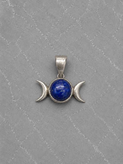 Colgante Triple Luna de Lapislázuli en Plata de Ley 925