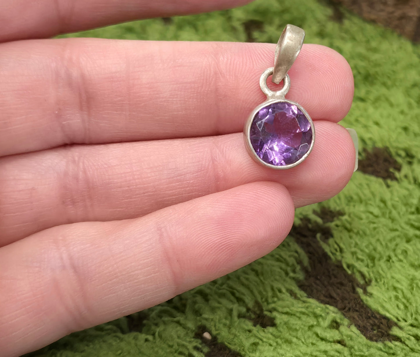 💜Colgante Amatista Diamante – Luz Interior en Plata 925