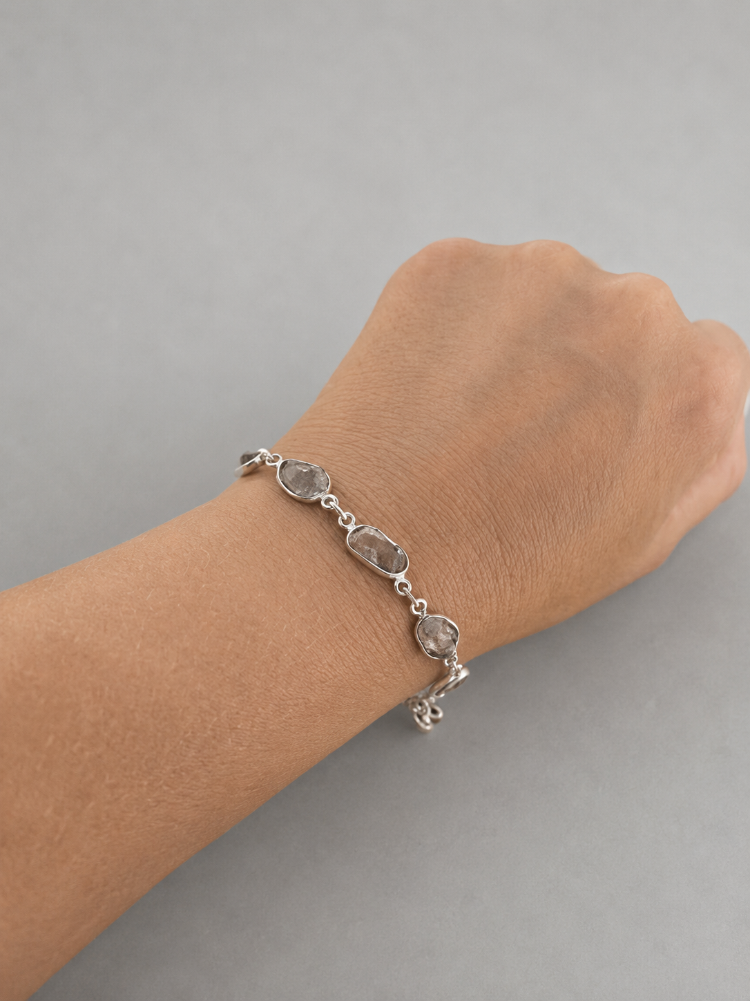 Pulsera de Herkimer Natural en Plata de Ley 925