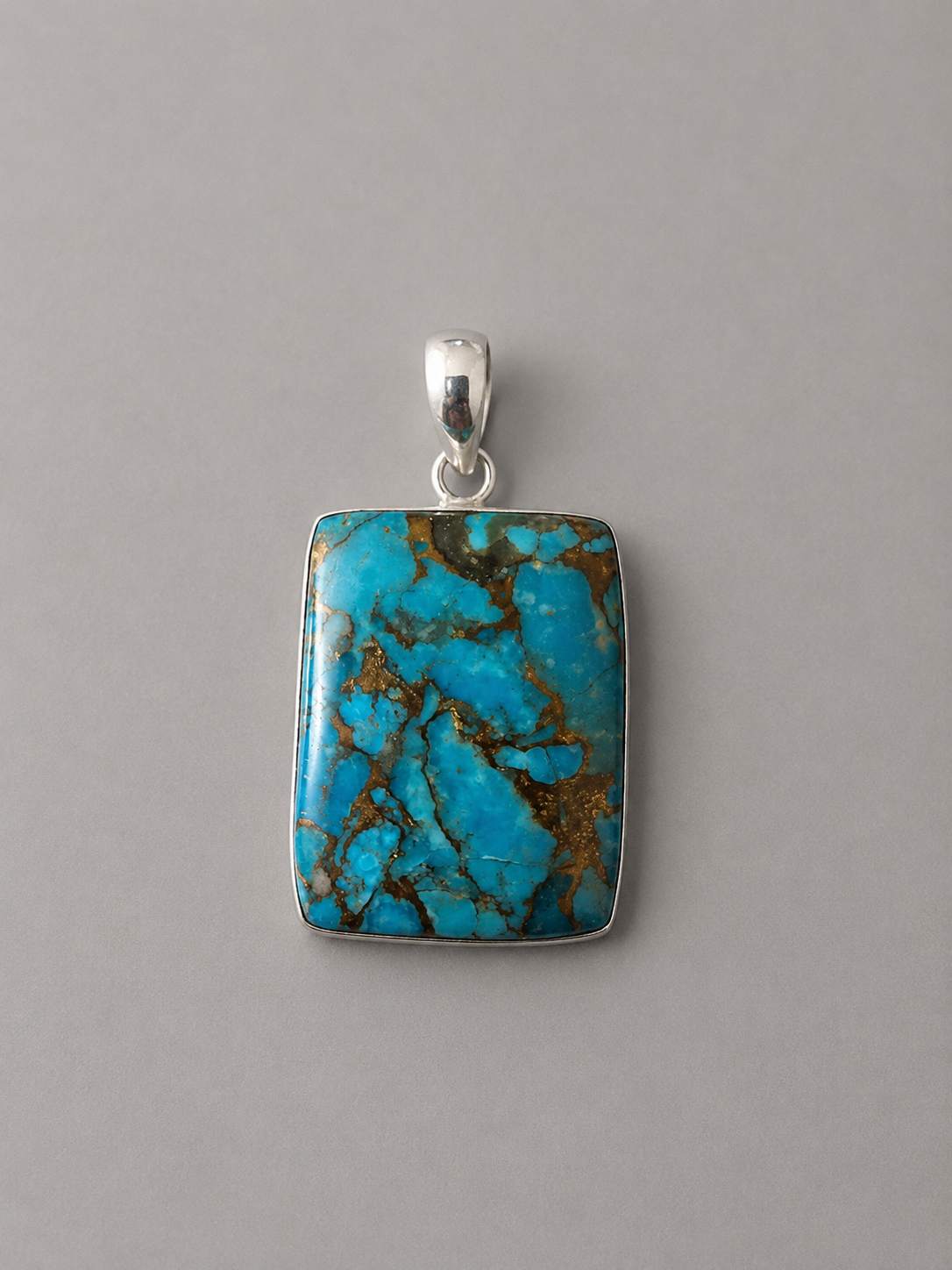 Colgante de Turquesa con Pirita Azul en Plata de Ley 925