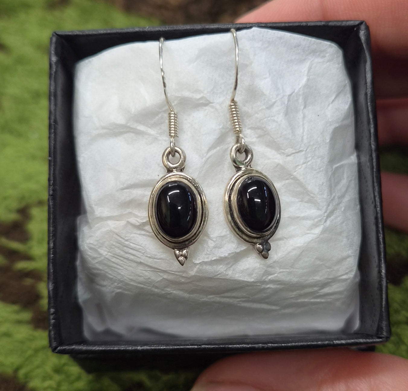 ⚡️Pendientes Turmalina Negra Oval – Protección Energética en Plata 925