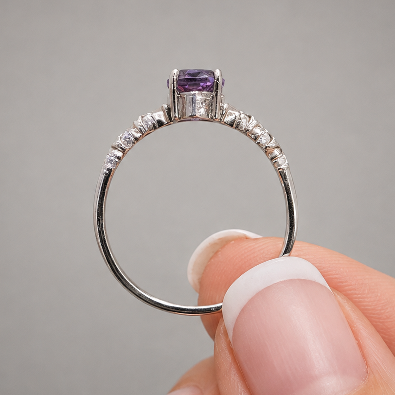 Anillo Amatista facetada Plata de 925