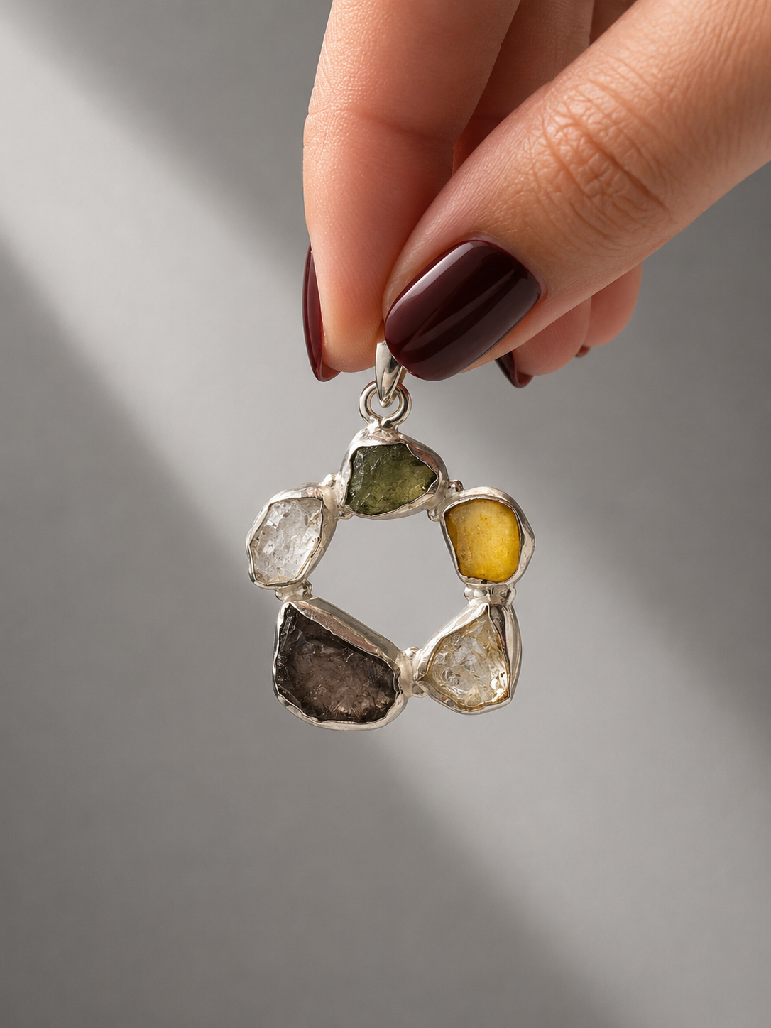 Moldavita y Herkimer · Colgante Portal de Evolución · 925