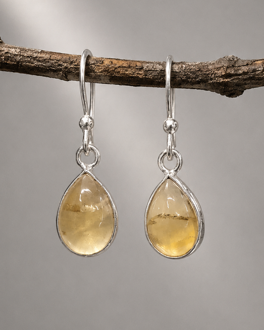 Pendientes de Citrino en Forma de Gota en Plata de Ley 925